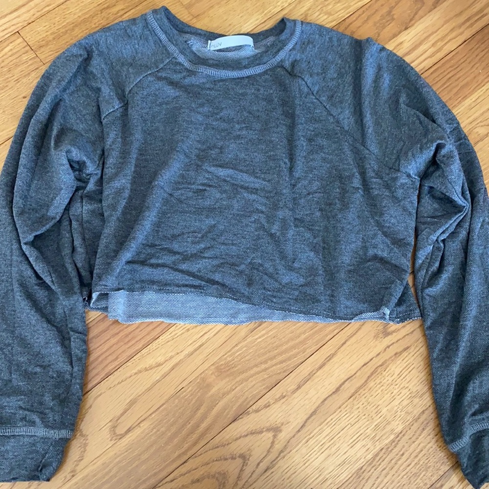 Black/grey long sleeve crop top